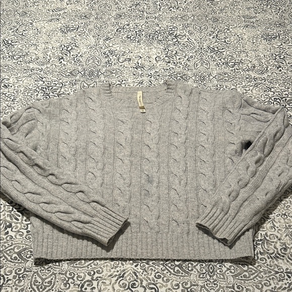 Babaton Sweaters - Babaton Heather Gray Cable Knit Sweater